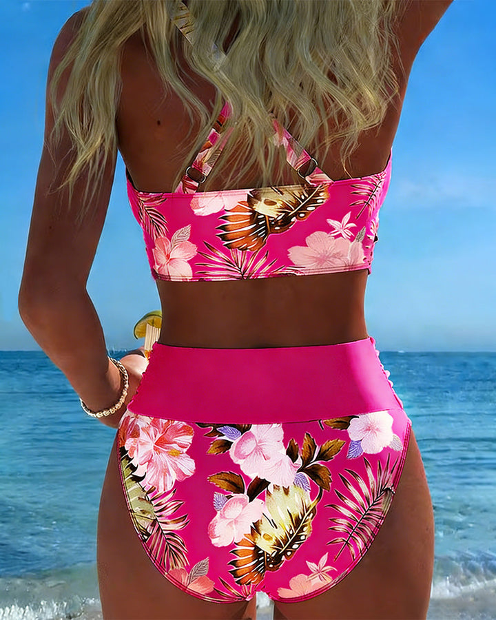 ÁNGELA™ | Bikini de dos piezas con estampado floral y contraste