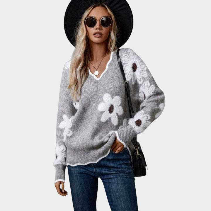 Thea™ | Jersey de mujer con flores blancas
