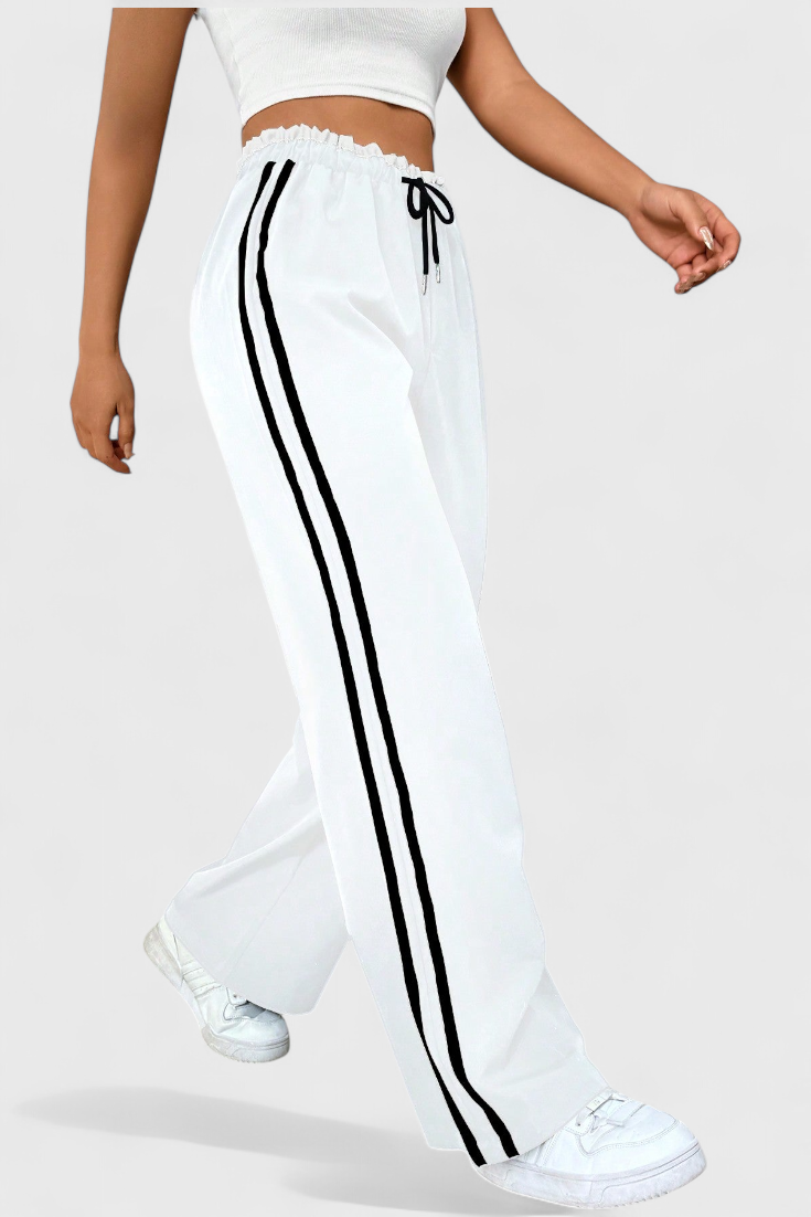 Alanys Pantalón Deportivo de Pierna Ancha con Detalle Lateral