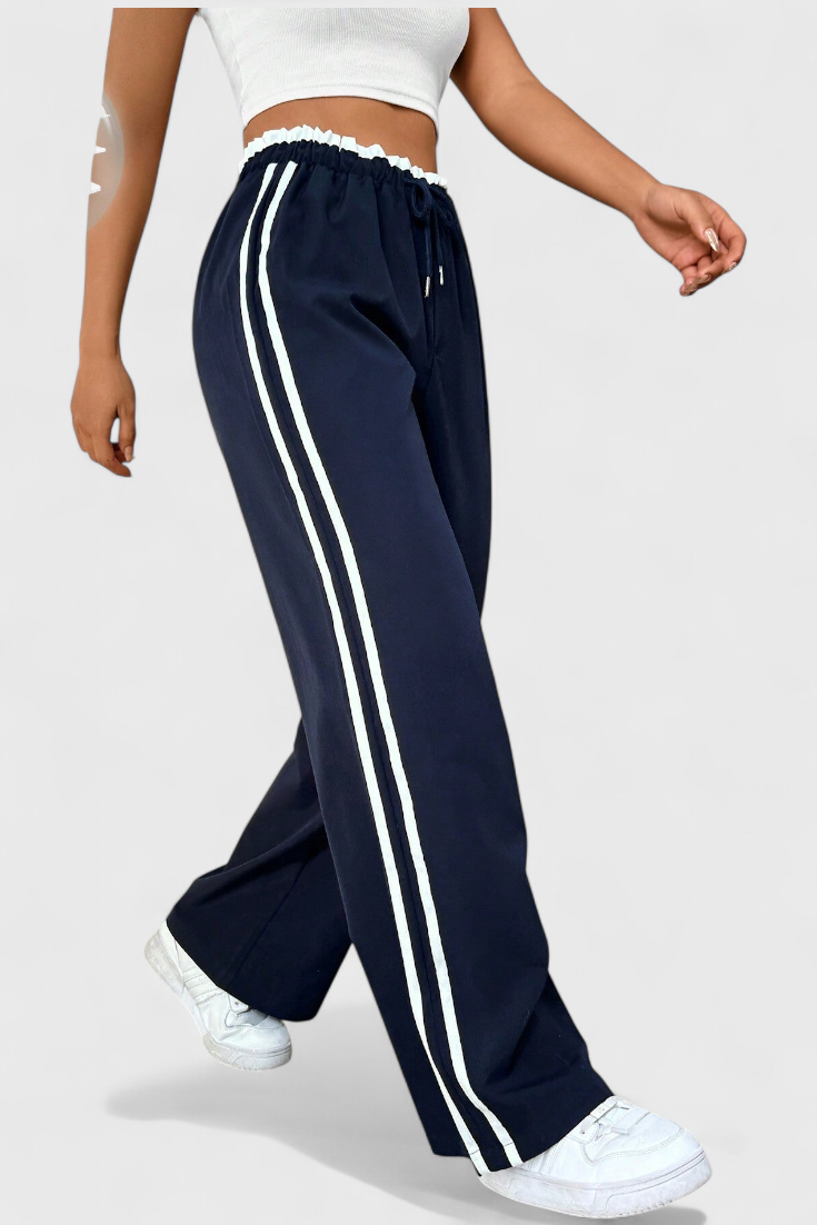 Alanys Pantalón Deportivo de Pierna Ancha con Detalle Lateral