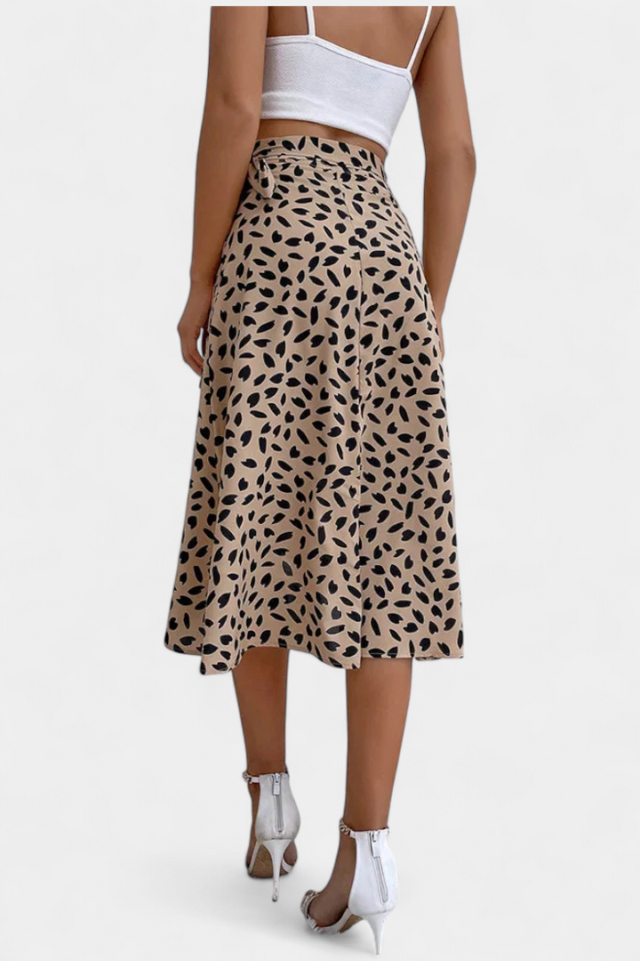 Camila Falda Envolvente Boho con Estampado Asimétrico
