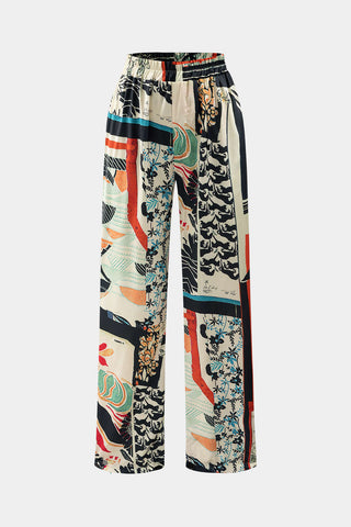 Arce Pantalones Rectos de Cintura Alta con Estampado Floral
