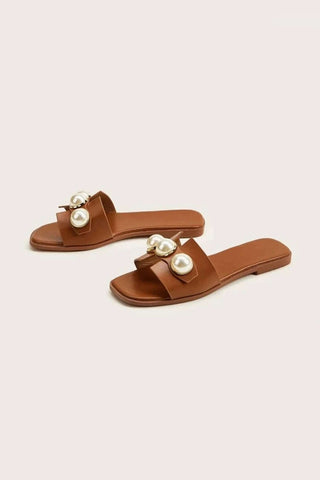 Zapatillas Planas de Perlas