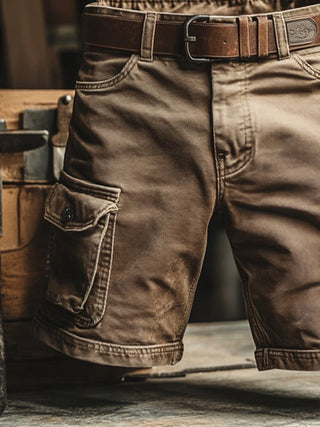 Pantalones cortos tipo cargo retro con múltiples bolsillos