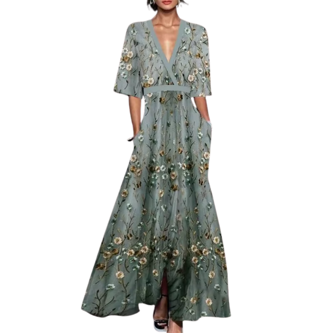 Noelle | Vestido Floral de Primavera con Escote en V