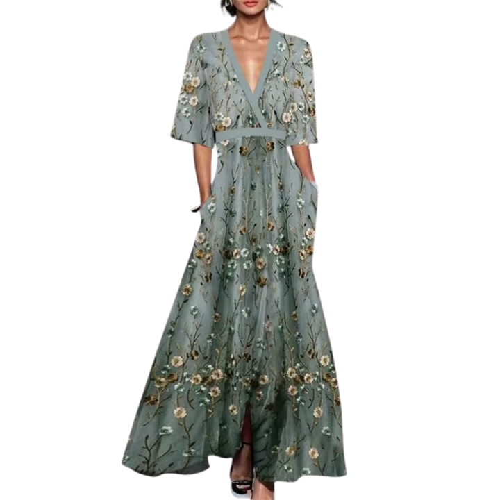 Noelle | Vestido Floral de Primavera con Escote en V