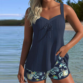 ALBA™ | Tankini Rayado de Dos Piezas Corto de Playa
