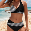 ZOE ™ | Bikini de Cuello en V con Contraste de Cintura Alta