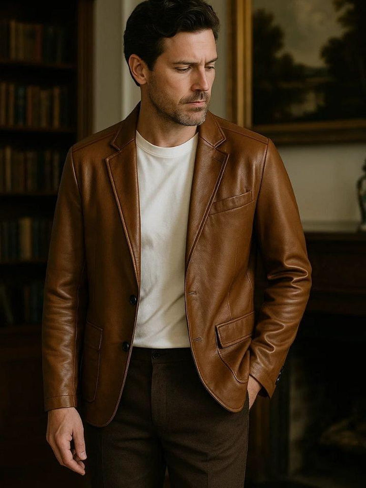 Jonas™ | Chaqueta de cuero color caramelo