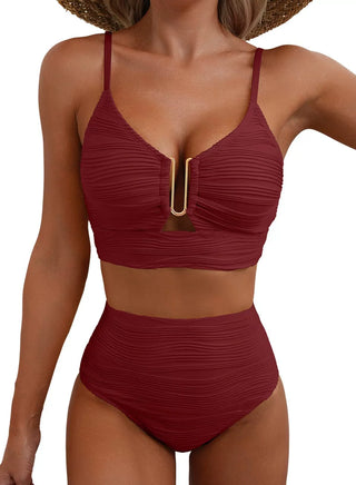 SIRENA |Conjunto de Bikini de Cintura Alta Golden U-Link