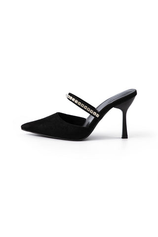 Sandalias de tacón alto con punta afilada adornadas con strass