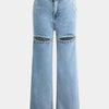 Evian Jeans Ripped Straight-Leg con Rhinestones