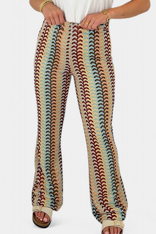 Carlie Pantalón Acampanado Estampado Retro