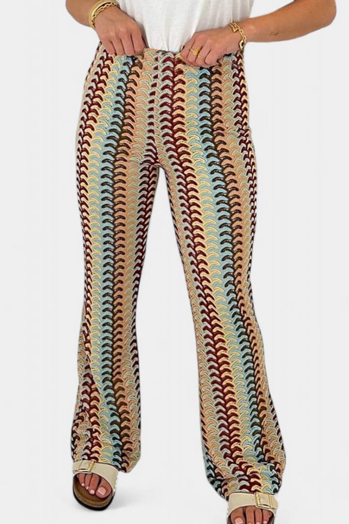 Carlie Pantalón Acampanado Estampado Retro
