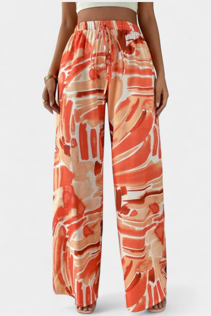 Senda Pantalones de Pierna Ancha con Estampado Abstracto