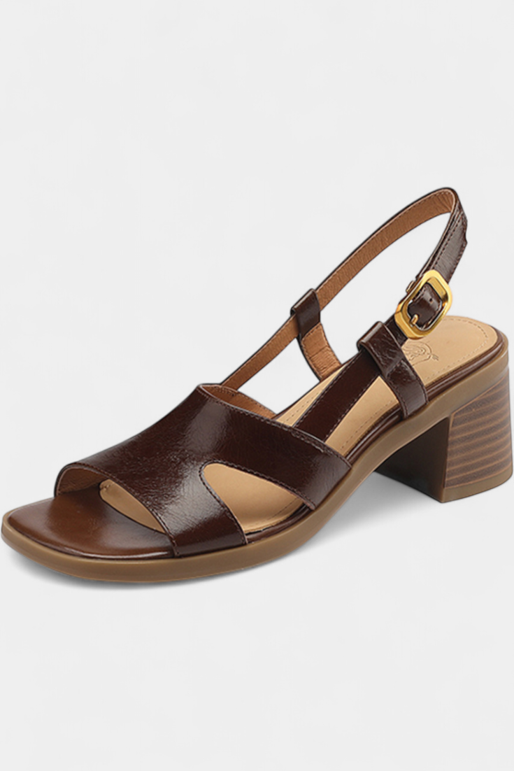 Milie Sandalias Retro con Punta Cuadrada y Tacón Cómodo