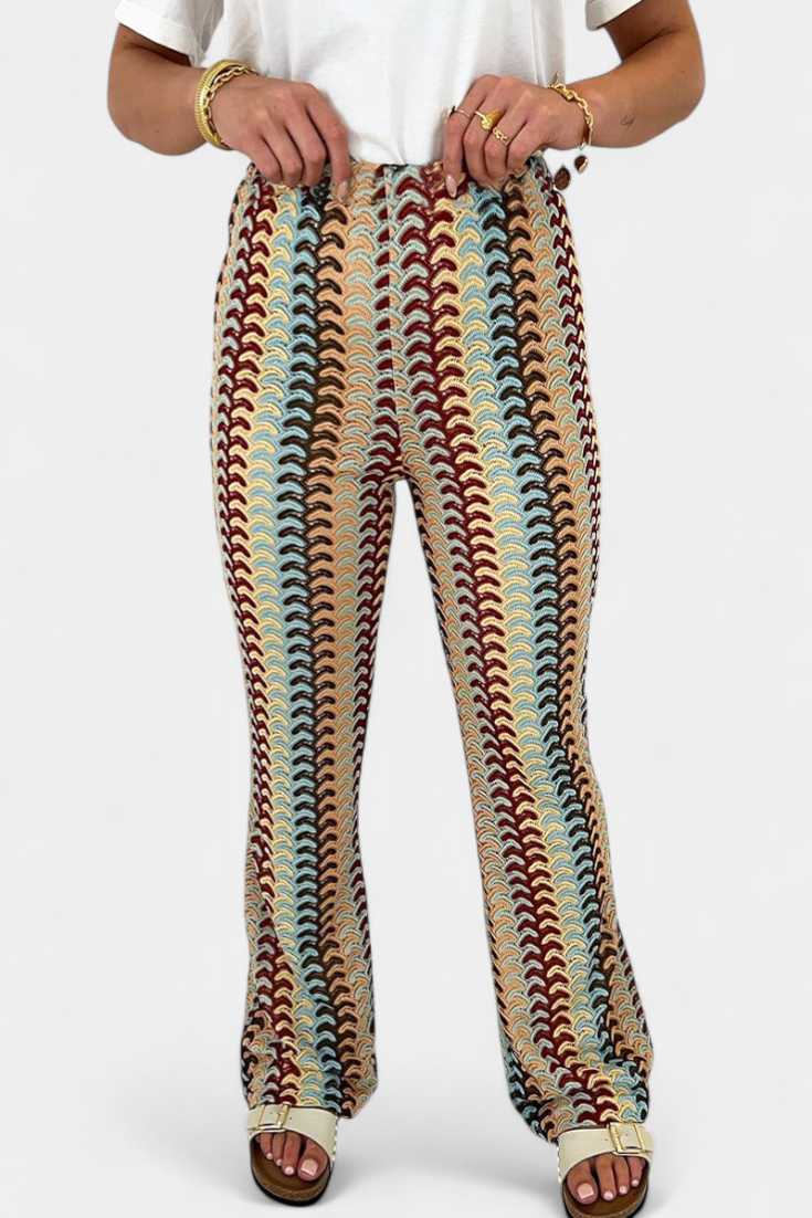 Carlie Pantalón Acampanado Estampado Retro