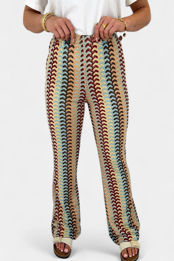 Carlie Pantalón Acampanado Estampado Retro