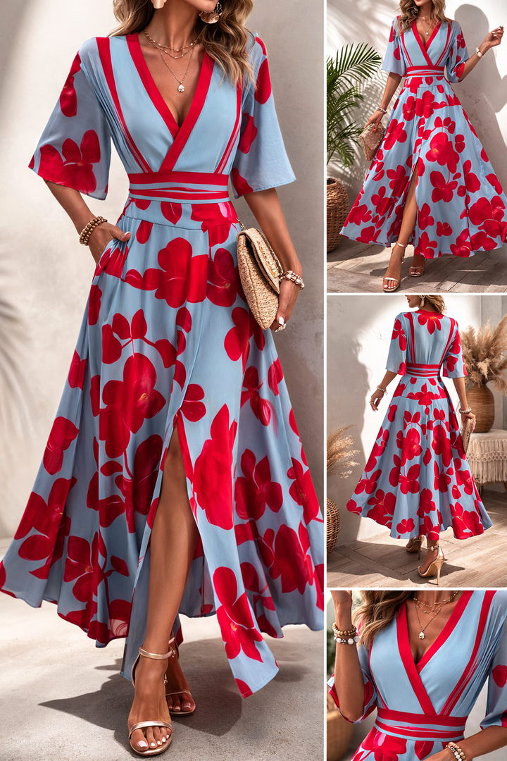 Noelle | Vestido Floral de Primavera con Escote en V