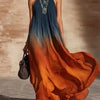 Vestido largo sin tirantes con cuello en V y degradado de color