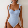 MÍA™ | Bañador Esculpido Rayas Azul Cielo