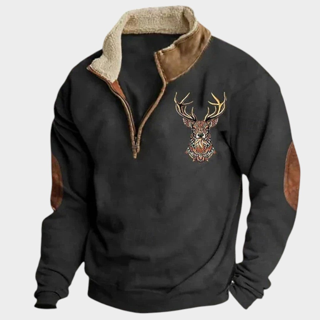 Christos™ | Sudadera de Invierno con Forro Polar y Diseño de Ciervo